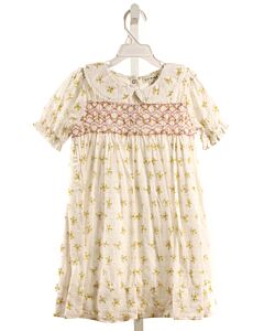 BAYBALA  YELLOW SWISS DOT FLORAL SMOCKED DRESS