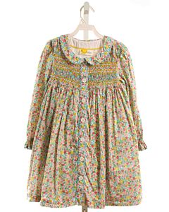 MINI BODEN  PINK  FLORAL SMOCKED DRESS WITH RIC RAC