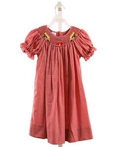 EDGEHILL COLLECTION  RED  GINGHAM SMOCKED DRESS