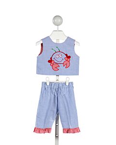 WISH UPON A STAR  CHAMBRAY  GINGHAM  2-PIECE OUTFIT WITH RUFFLE