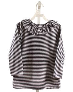 BELLA BLISS  NAVY  STRIPED  KNIT LS SHIRT WITH RUFFLE