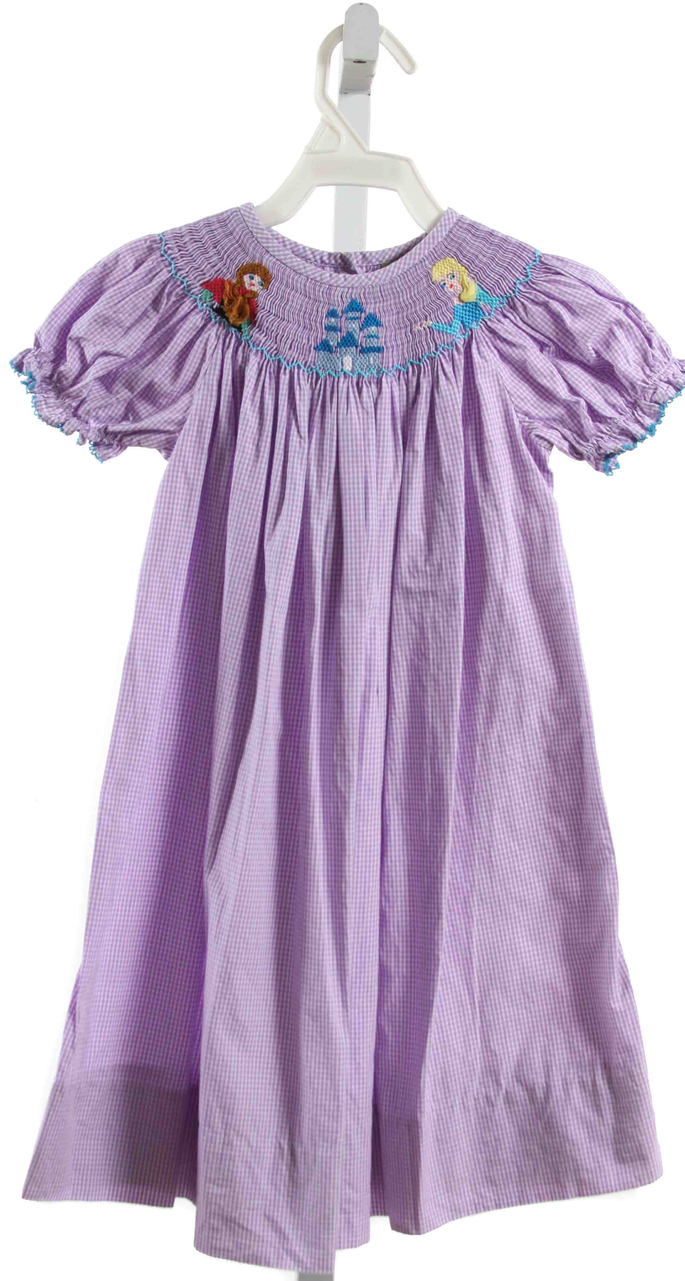 Purple Frozen Smocked CLASSIC WHIMSY PURPLE GINGHAM SMOCKED DRESS