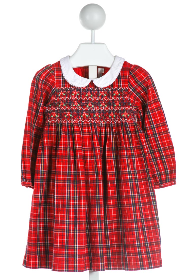 JOJO MAMAN BEBE RED PLAID SMOCKED DRESS