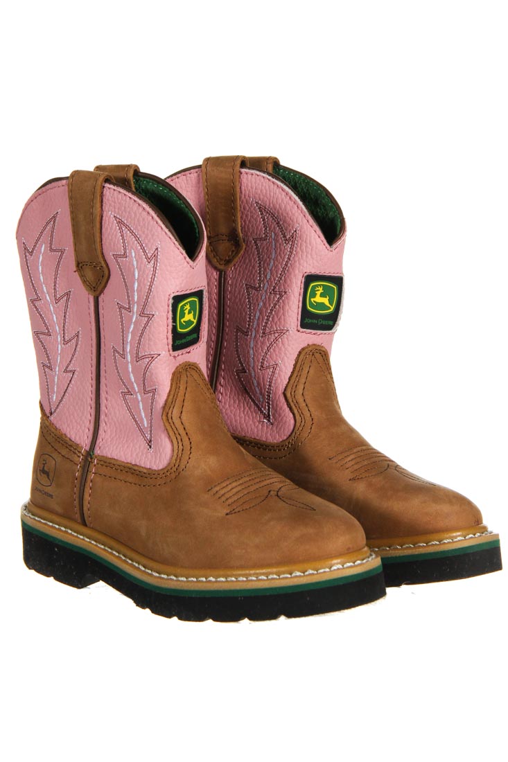 NWT Toddler shops Girls Tan Pink Pull On John Deere Boots, 10